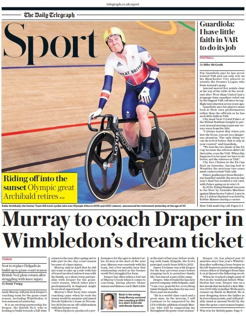 Back page of the Daily Telegraph on 13 May 2026